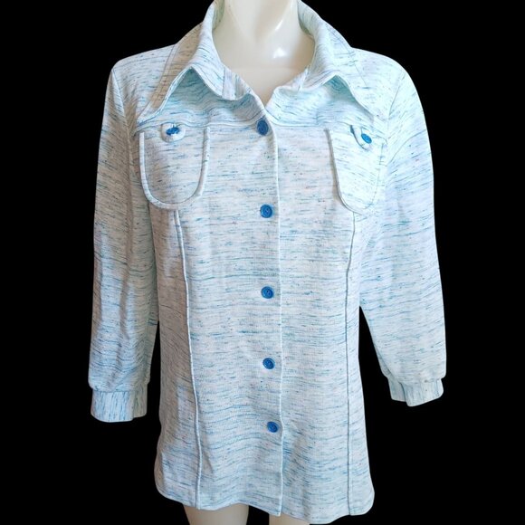 1OF1 Medium Blazer Jacket Womens True Vintage Speckled Disco Handmade 1970's Mom - Picture 2 of 6